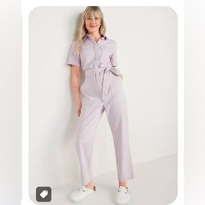 Old Navy Lavender Short-Sleeve Utility Jumpsuit